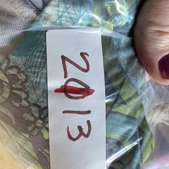 Women's One World Large Boho 3/4 bubble sleeve blouse blue green art to wear - Picture 12 of 12